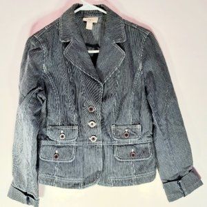 ANN TAYLOR LOFT Pinstripe  Jean Jacket  SIze 8